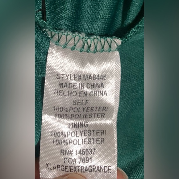 Fashion Nova Women Off-Shoulder Green CHiffon Jumpsuit XL NWOT - Picture 9 of 13